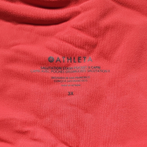 Athleta Vibrant Coral Salutation Stash Capri Leggings - Picture 2 of 4